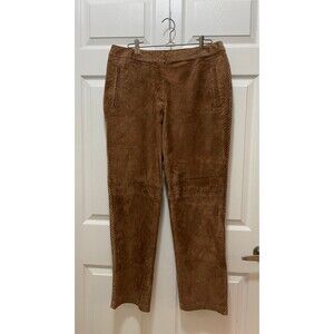Vintage Women's Suede Leather Pants Size 12P Western Bianca Nygard Brown